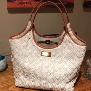 Brahmin Creme Woven Luxe bag